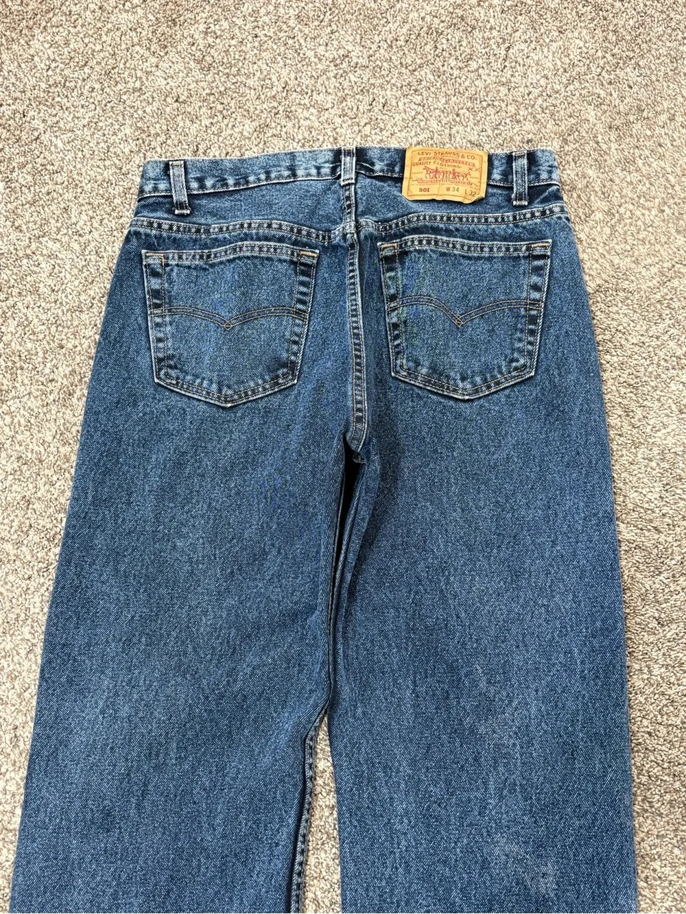 Vintage Levis 501 Jeans Mens 34x32 Blue 90s Made USA Denim Pants Button Fly